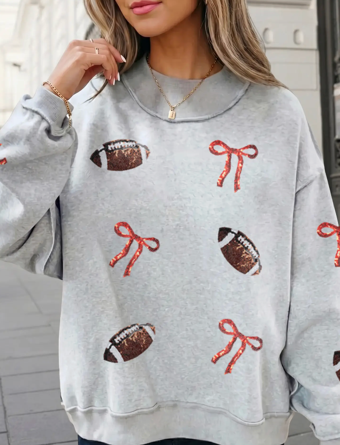 Sequin Football Mock Neck